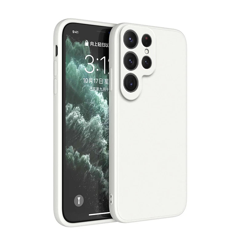 Basic Phone Case for Samsung Galaxy S22 S23 FE S24 Plus S 24 Ultra 5G Liquid Silicone Classic Shockproof Cover Cases