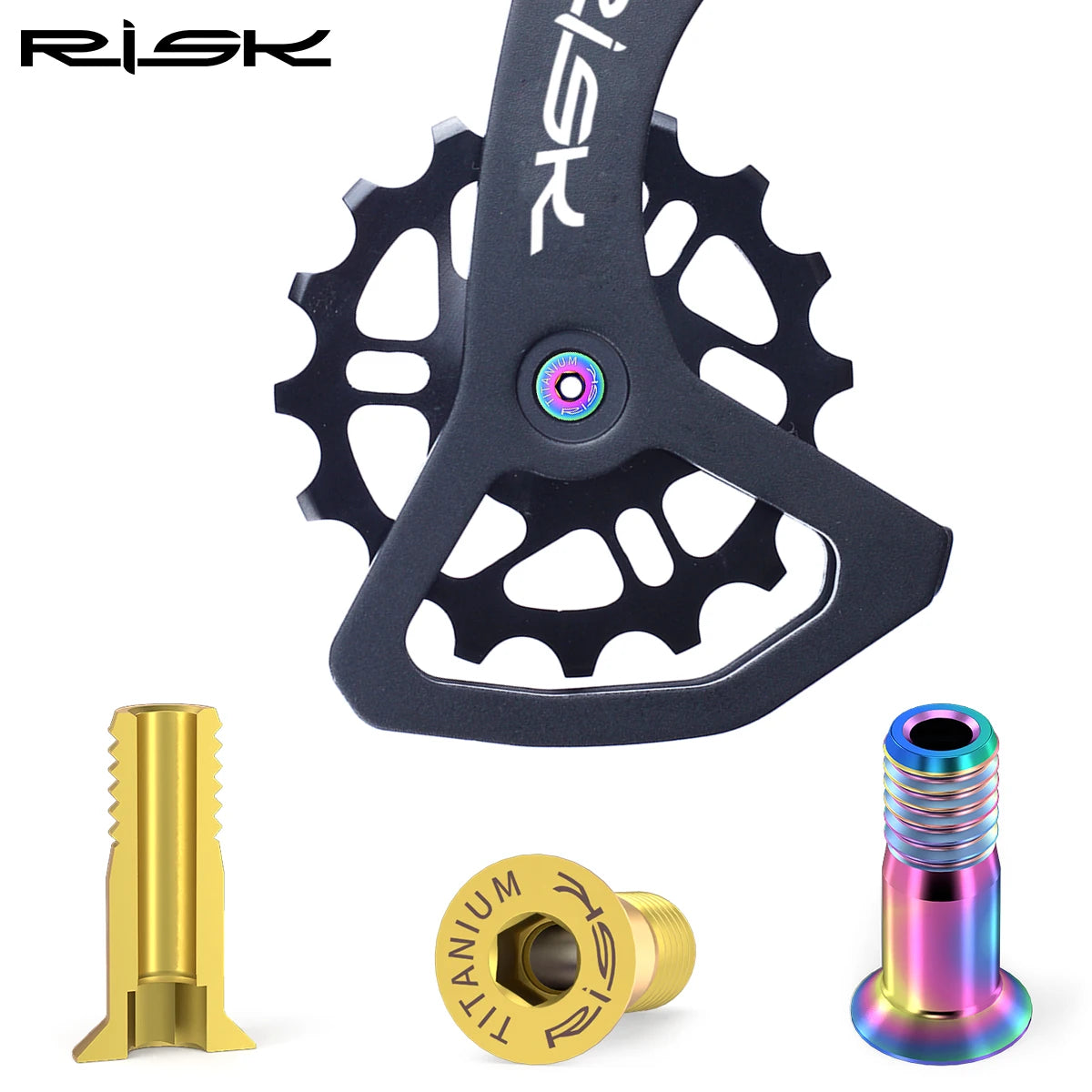 Risk 2pcs M5*14.2mm Bike Rear Derailleur Jockey Wheel Screws Titanium Bolts MTB Road Pulley Guide Wheel Fixed Bolts Accessories