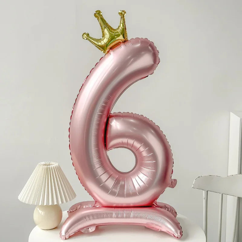 40 inch Pink Standing Crown Digital Girl Birthday Party Anniversary Party Decoration Balloon