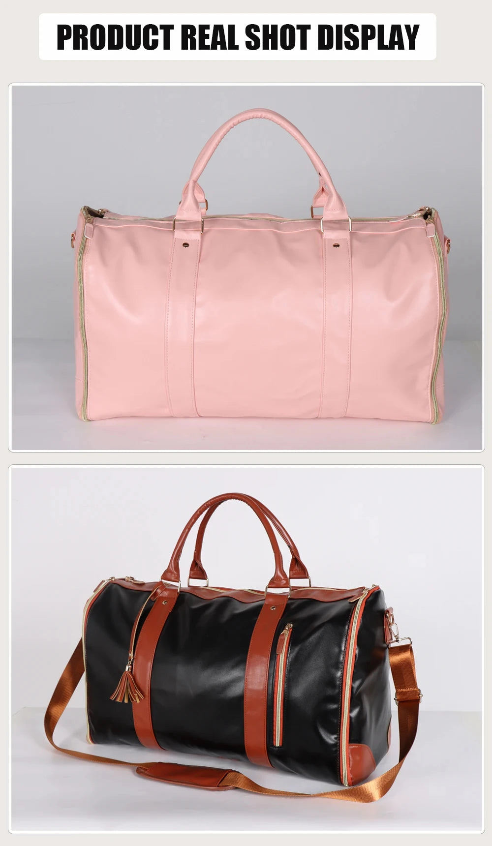 Geestock Folding Suit Storage Bag New PU Travel bag Large Waterproof Travel Suitcase For Women Sport Outdoor Weekend Bag Handbag
