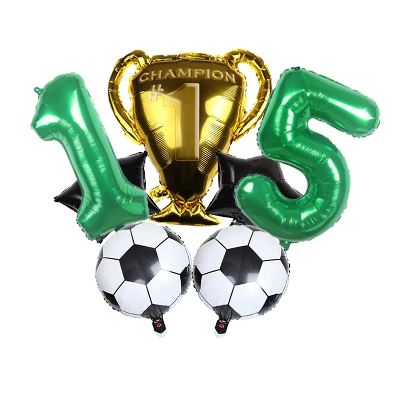 32inch Green Digital Number Foil Ballon Trophy Football Helium Balloons Kids Gifts Birthday Party Football theme Decoration