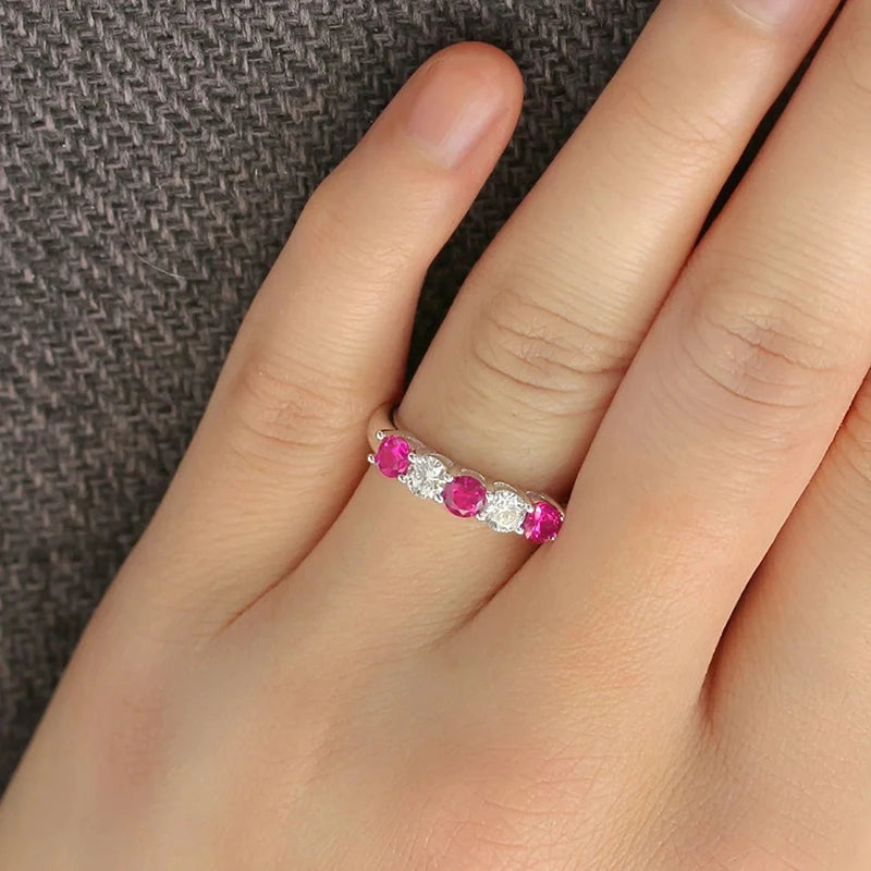 Fashion Contracted Women Wedding Rings with White/Green/Rose Red/Blue CZ Exquisite Female Finger-rings New Trendy Jewelry