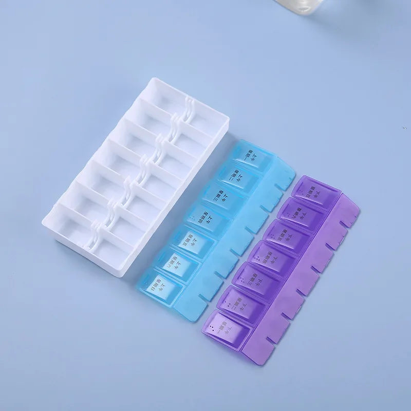 JUSTLANG Weekly 14 Grids 7 Days Pill Box Portable Travel Cases Organizer Pill Container Storage Tablets Vitamin Medicine