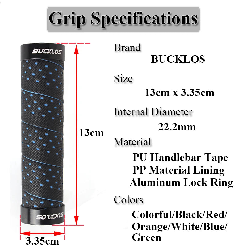 BUCKLOS Bicycle Grips Bike Handlebar Grips Non-slip Aluminum Double Lock Bicycle Handles MTB Cuffs Mountain Bike Grips