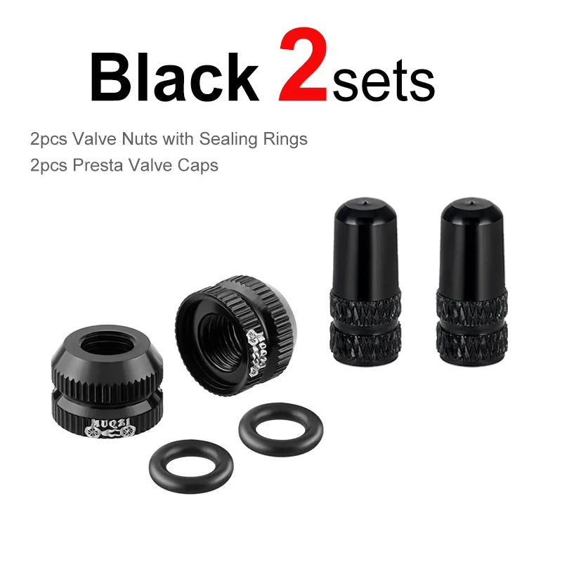 2~8sets Bicycle Tire Valve Nut with Presta Valve Cap Set MTB Road Bike Tubeless Presta Valve Protection Screw and Cover