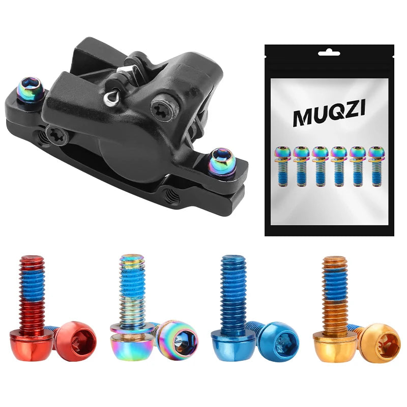 MUQZI 6pcs M6x17mm Disc Brake Caliper Bolts Bike Stem Bolt MTB Crank Arm Screw With Washer Bicycle Parts