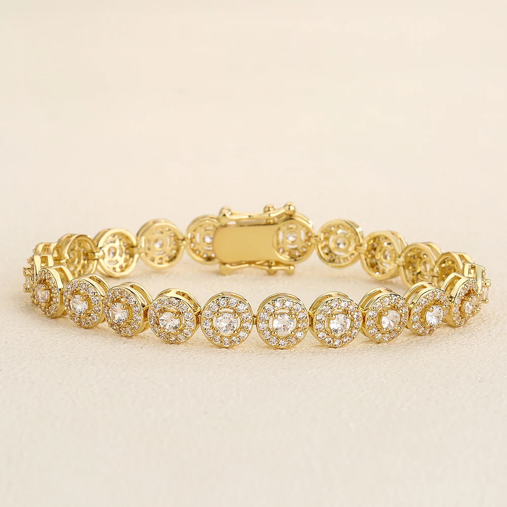 ZAKOL European And American Fashion Round AAA Zircon Bracelet Bangles Unisex Punk Style Hip-hop Jewelry