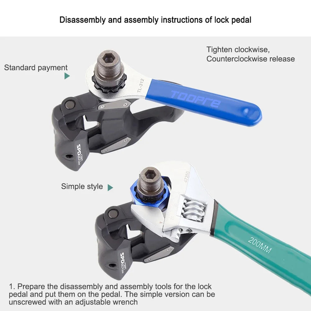 TOOPRE Bicycle Pedal Disassembly Tools Mountain Road Bike Lock Pedal Axle Spindle Shaft Installation Removal for 10-teeth Pedals