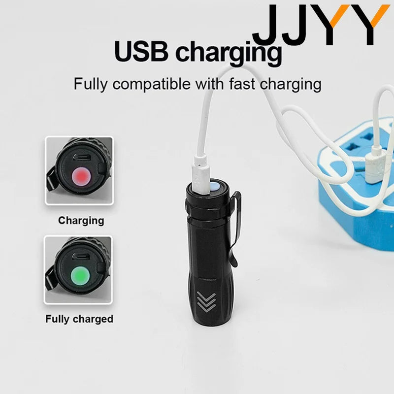 Mini Keychain Lamp Keychain Pocket Torch USB Rechargeable LED Light Flashlight Lamp Waterproof Keychain Light 1PC