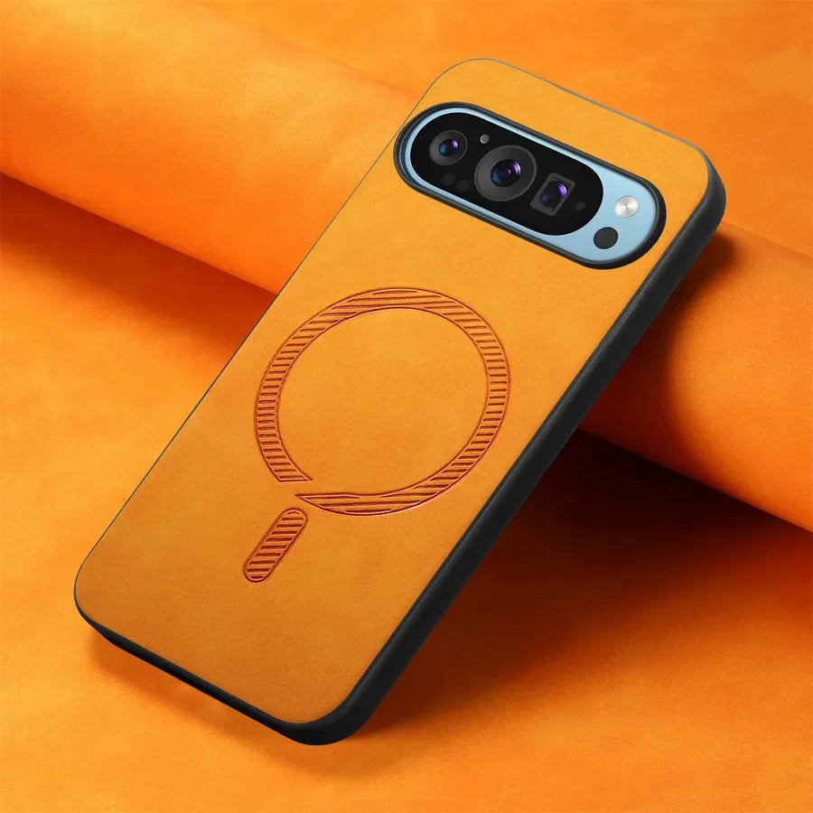 for Magsafe PU Leather Phone Case for Google Pixel 9 Pro XL Matte Magnetic Wireless Charging Cover for Pixel 7A 8A 8 7 Pro
