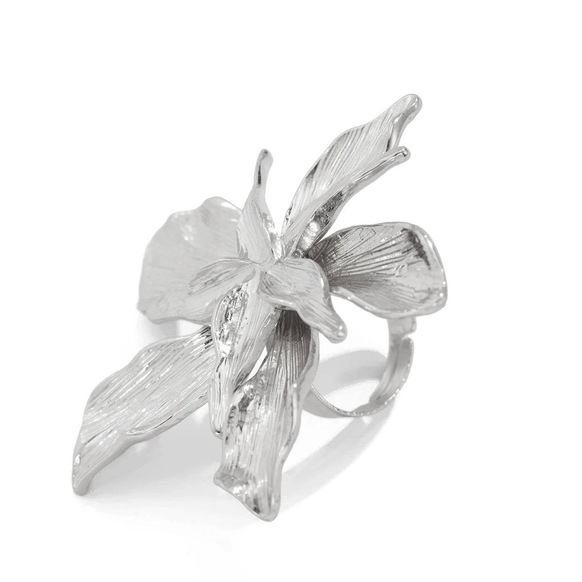 Ingemark Unique Exaggerated Large Petal Flower Rings for Women Vintage Geometric Adjustable Finger Ring Grunge Jewelry Steampunk