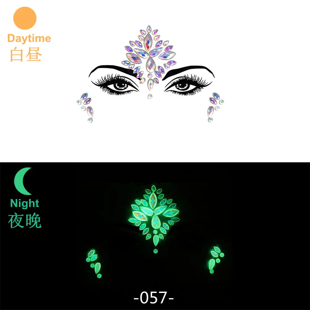 3D Rhinestone Bright Face stickers for festival Glitter Makeup Jewelry Sticker on Face crystals Gems jewels diamonds decoration
