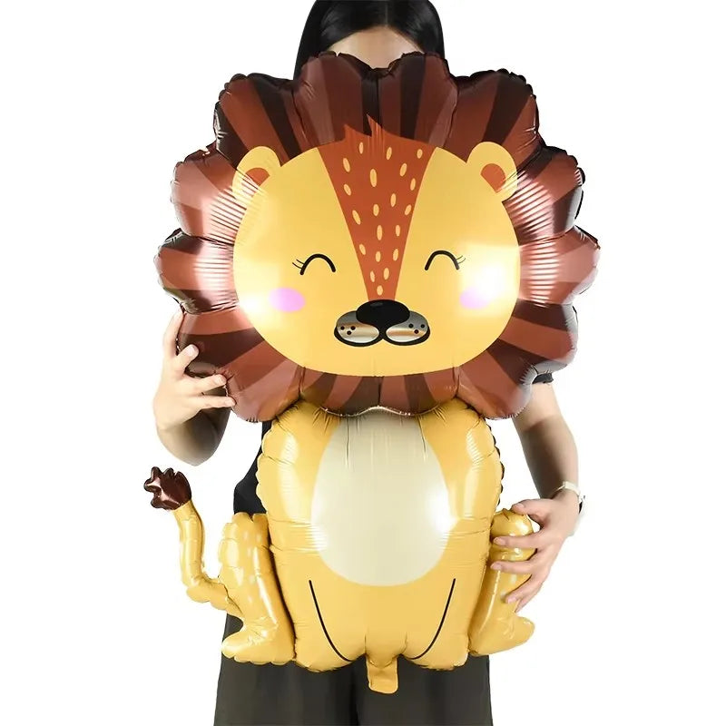 Cartoon Animal Theme Foil Balloon Jungle Safari Forest Lion Zebra Elephant Giraffe Baloon Kids Birthday Decoration Supplies
