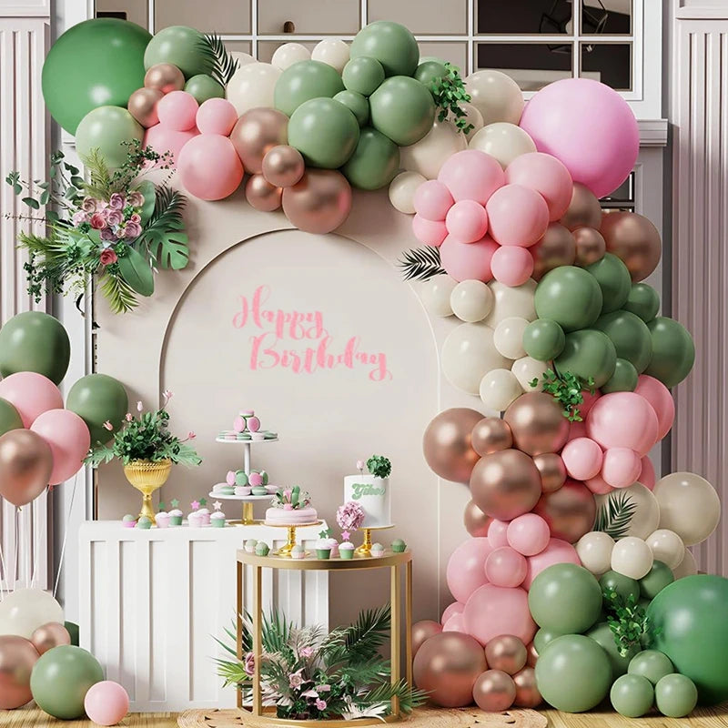 Green Balloon Garland Arch Kit Jungle Safari Party Baloon Birthday Party Decor Kids Baby Shower Wild One Wedding Latex Ballons