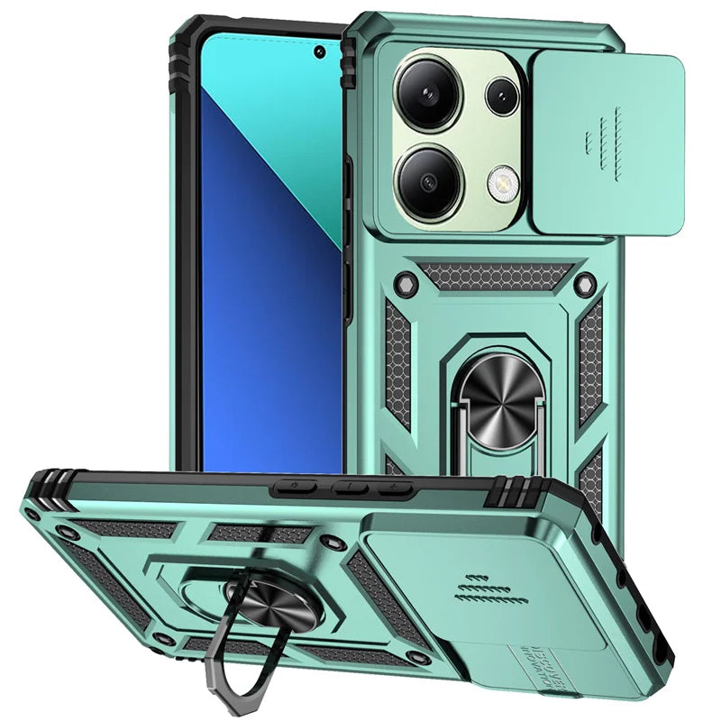 Shockproof Armor Funda For Xiaomi Redmi Note 13 Pro 5G 4G Slide Lens Protect Phone Case For Redmy Note13 Note13pro 5G Back Cover