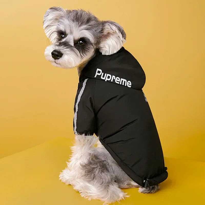Pet Hoodie Sweatshirt Pullover Reflective Waterproof Dog Jacket with Fleece Lining Polyester Costume for Small Medium Breeds