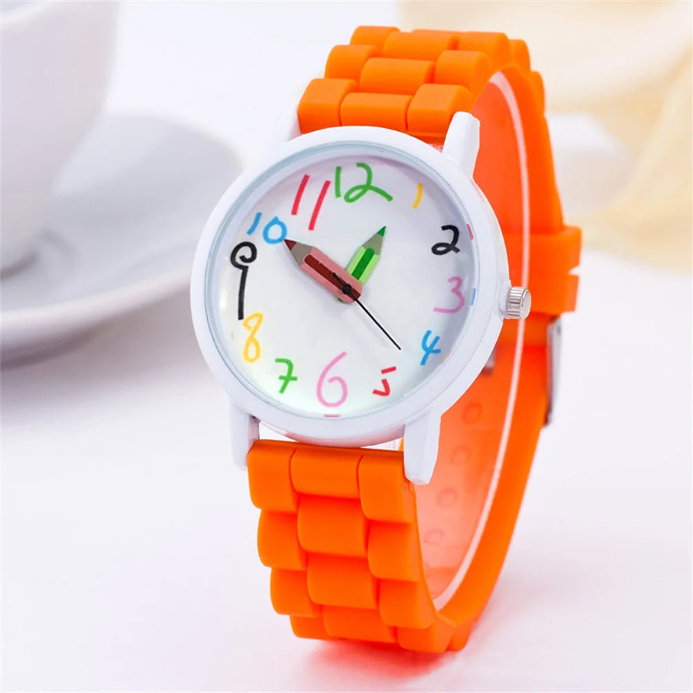 Women Watch Fashion Simple Pencil Design Digital Quartz Watches Casual Jelly Multicolour Silicone Ladies Clock Dress Wristwatch
