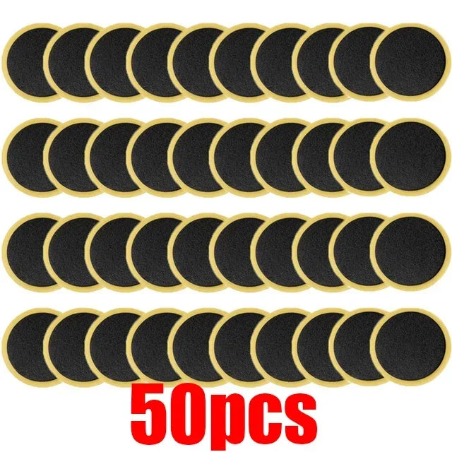 50pcs Bicycle Glue-free Tire Patches Round Square Rubber Quick Repairing Tyre Patch Tool Portable Tire Puncture Repair Patch