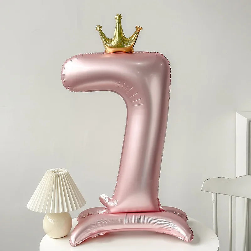 40 inch Pink Standing Crown Digital Girl Birthday Party Anniversary Party Decoration Balloon