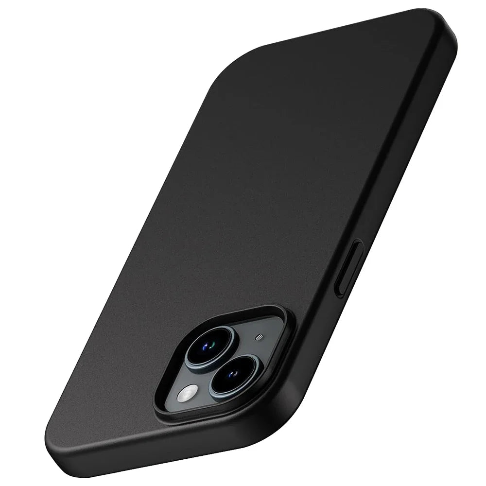 Luxury Matte Silicone Soft Case For iPhone 16 15 14 Plus 13 12 Mini 11 Pro XS Max X XR SE 7 8 Plus Ultra Thin Solid Black Cover
