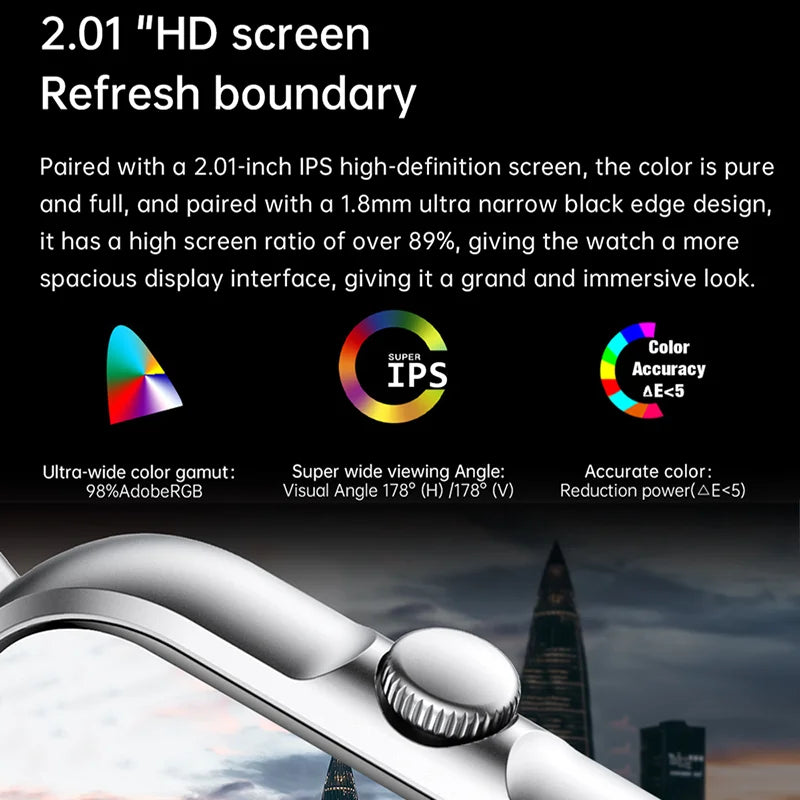 2024 2.01'' Smart Watch Bluetooth Call Play Music Smartwatch Fitness Sport Waterproof Watches for Men Women iPhone Android