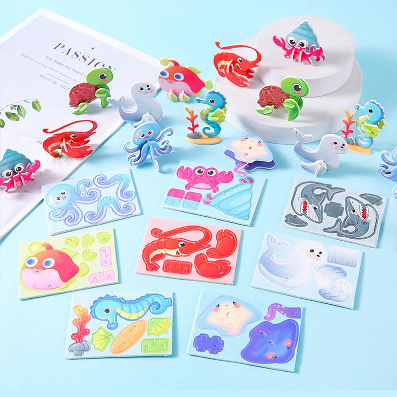 20pcs Cartoon Animals Foam Puzzle 3D Educational Toys for Kids Birthday Party Favors Guest Gift Classroom Rewards Goodie Fillers