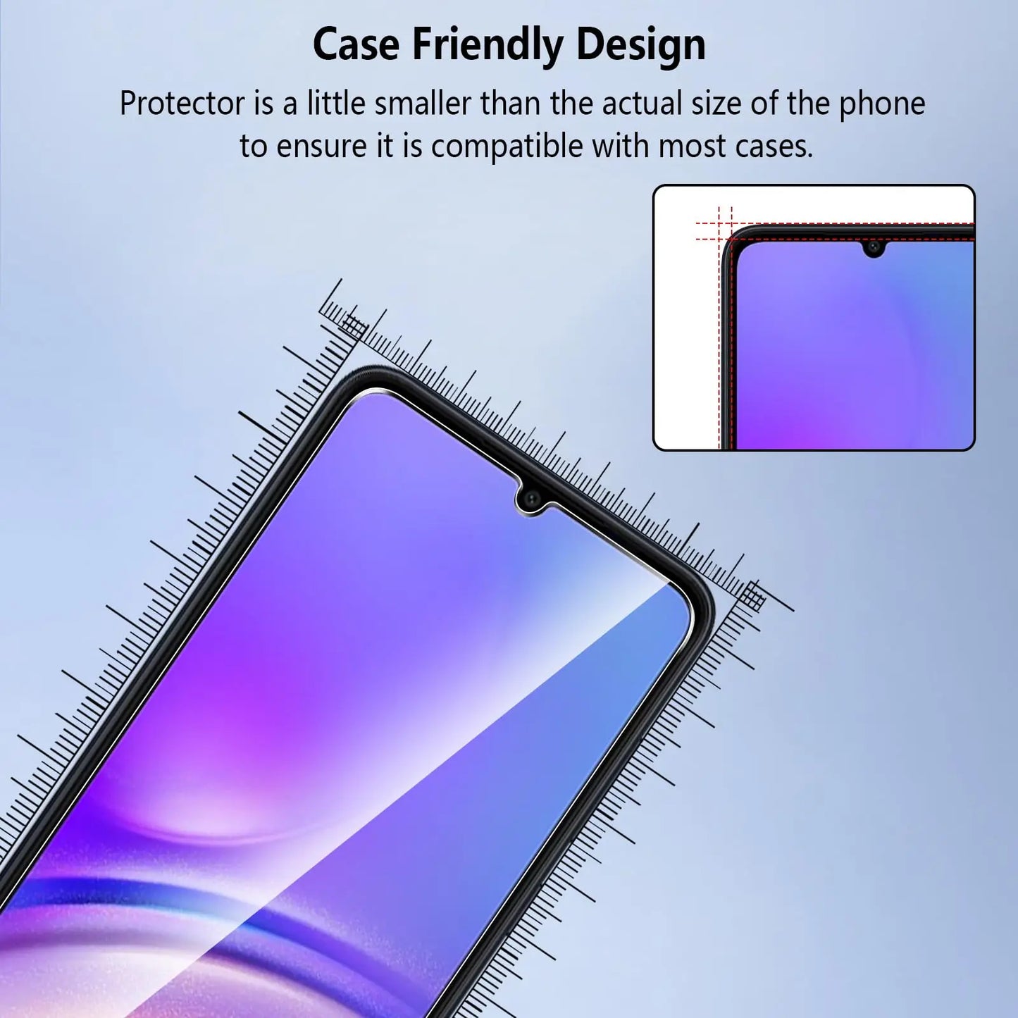 Screen Protector For Galaxy A05 A05s Samsung, Tempered Glass HD Crystal 9H Anti Scratch High Aluminum Case Friendly