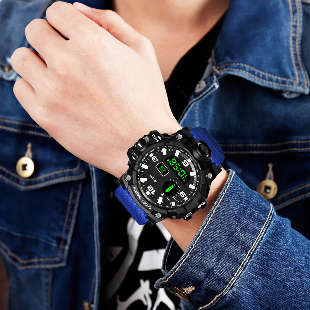 YIKAZE Sports Watch Men's LED Digital Watches Multifunction Military Waterproof Fitness Electronic Watch For Man