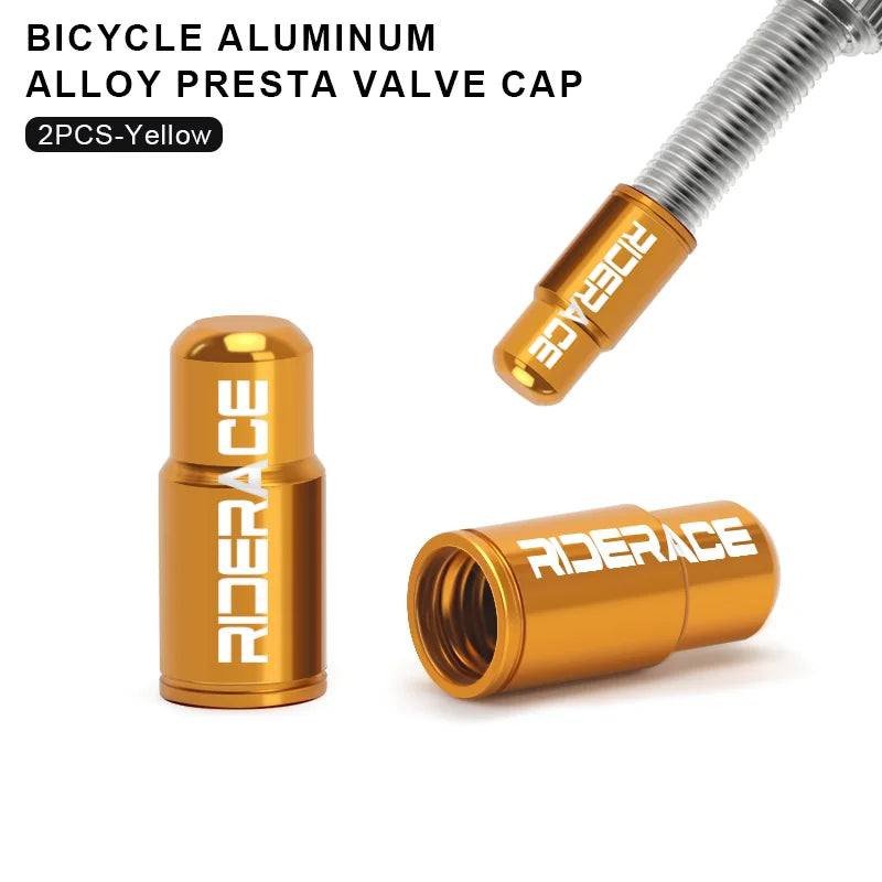 RIDERACE Bicycle Tire Valve Cap Aluminum CNC MTB Road Bike Tube Tyre Gas Nozzle Cover for AV FV Schrader Presta Valve Dustproof