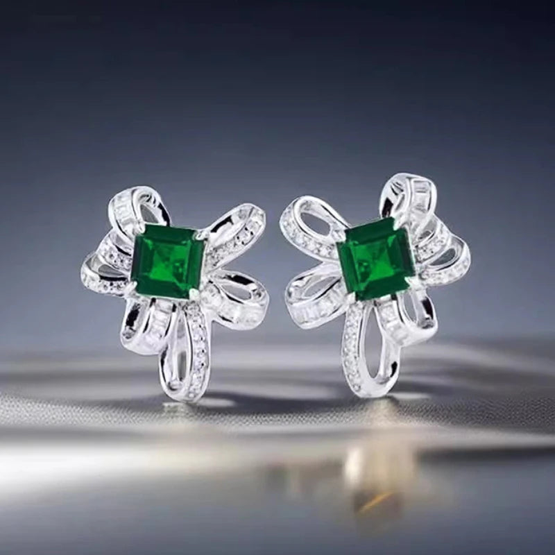Modern Design Stud Earrings Luxury Female Personality Accessories with Bright Zirconia Silver Color Jewelry for Wedding
