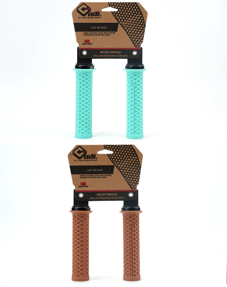 ODI VS-21 MTB Handlebar Grips Silicone Lock-On Bicycle Cover Updated Waffle Pattern Anti-slip Shock Absorption Handle Parts