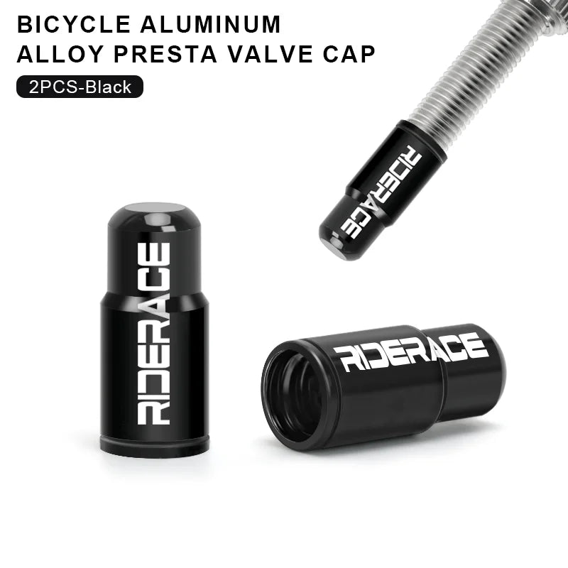 RIDERACE Bicycle Tire Valve Cap Aluminum CNC MTB Road Bike Tube Tyre Gas Nozzle Cover for AV FV Schrader Presta Valve Dustproof