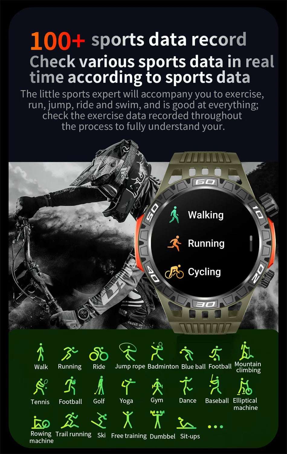 Outdoor Military Smart Watch Men's With LED lighting Bluetooth Call Smartwatch 3ATM IP68 Waterproof Compass Sports Fitness Watch