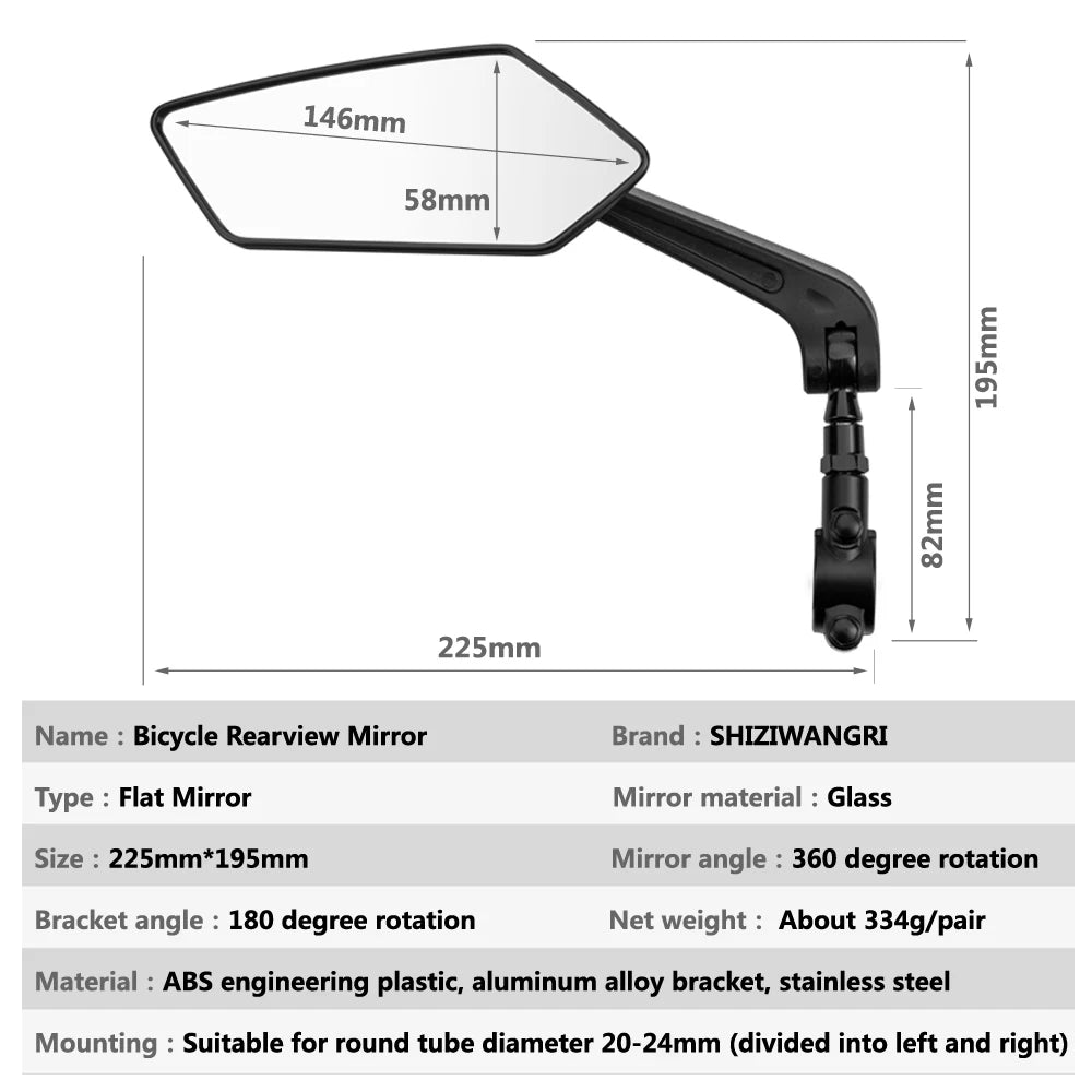 Bicycle Mirror Bike Rearview Mirror For Bicycle HD Adjustable Cycling Mirrors Left Right Angle Wide Bike Accessories
