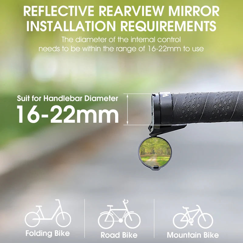 WEST BIKING Universal Cycling Handlebar Rear View Mirrors Adjustable Rotate 16-22mm Bicycle Mirror Rearview For MTB Road Bike