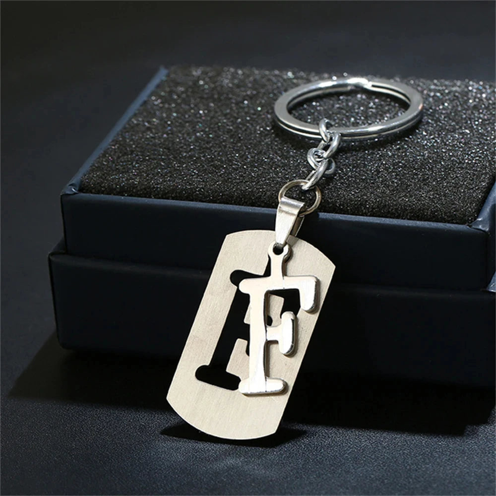 NEW DIY Stainless Steel A-Z Letters key Chain Charm 26 Letters KeyChain Men Women keychain Couple gift Jewelry Car Key Ring