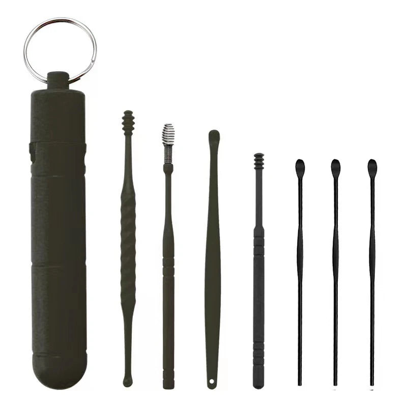 7Pcs ABS+tainless Steel Earpick Ear Cleaner Spoon Ear Care Cleaning Tool Ear Wax Removal Kit Ear Wax Ear Wax Removal Tool
