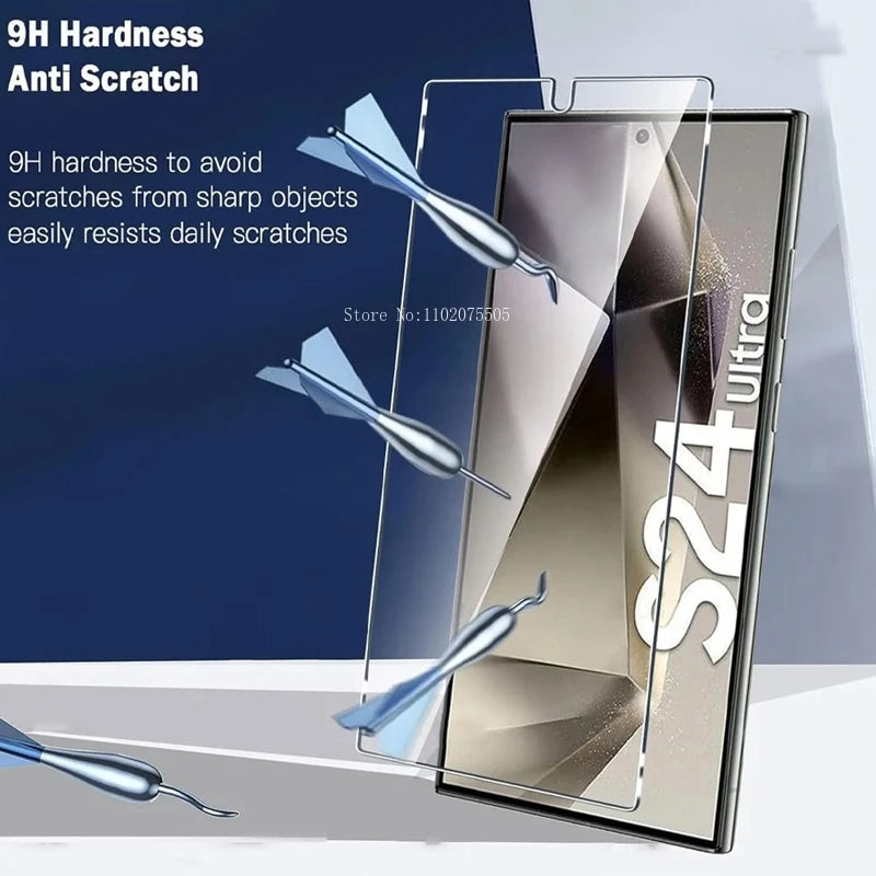 4PCS Tempered Glass For Samsung Galaxy S24 Ultra S24+ Plus Fingerprint Unlocking Screen Protector S24Ultra Protective Glass