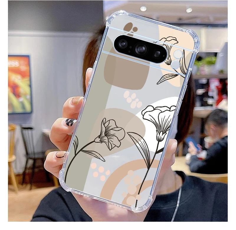 P ixel 8 Pro Plant Flower Transparent Phone Case For Google Pixel 8Pro 7A 8A 6 8 9 6Pro 9ProXL 7Pro 6A 7 9Pro Cover