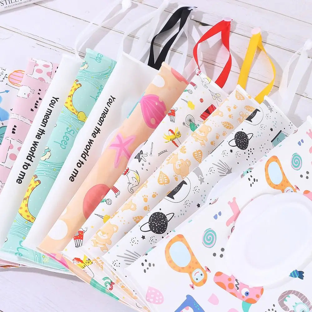 EVA Baby Wet Wipe Pouch Wipes Holder Case Flip Cover Snap-Strap Reusable Refillable Wet Wipe Bag Outdoor Useful Tissue Box