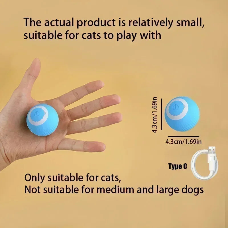 Cat Interactive Ball Toy Automatic Rolling Ball Faux Tail Rechargeable Smart Pet Electric Toy Dog Cat Training Imitate Mouse
