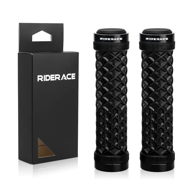 RIDERACE Bicycle Handlebar Grips Soft Rubber MTB Mountain Bike Lock on Handle Bar Cover Shockproof Anti-Slip Ergonomic Cycling