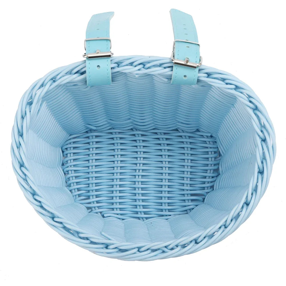 Front Handlebar Bicycle Basket Multifunction Traditional Bicycle Basket Waterproof Hand Woven Bike Basket for Kids Children Bike
