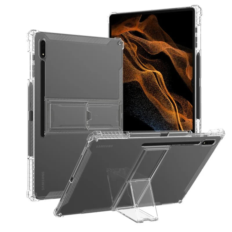 Airbags Shockproof TPU Cover For Samsung Galaxy Tab S10 Ultra S9 FE S8 Plus S7 14.6 12.4 11 Pencil Holder Case with Kickstand