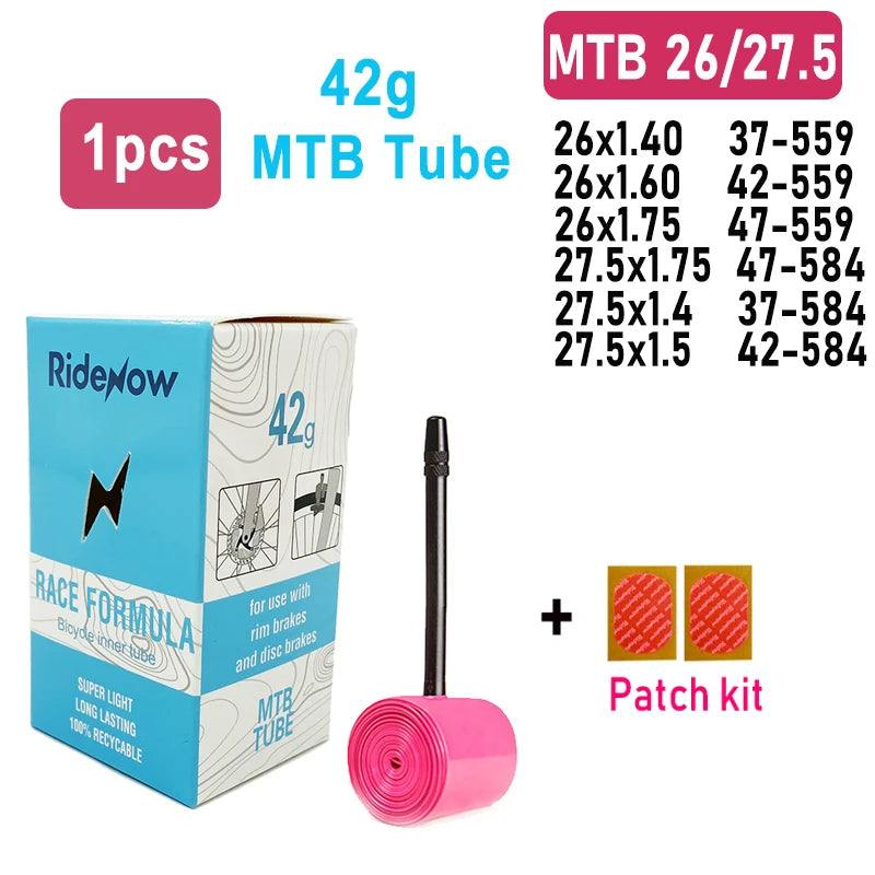 RideNow TPU MTB Bicycle Inner Tube 700Cx18C 23C 25C 28C 32C 35C 37C 38C 40C Gravel Ultralight Inner 26 /27.5 /29 Inch Bike Tire