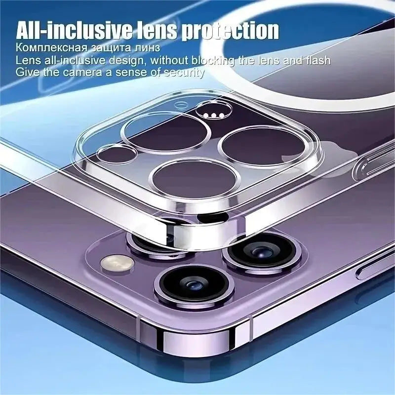 New Anti Drop For iPhone 15 14 13 12 11 Pro Max PC Material Non yellowing Magnetic Charging Anti slip Ultra thin Protective Case