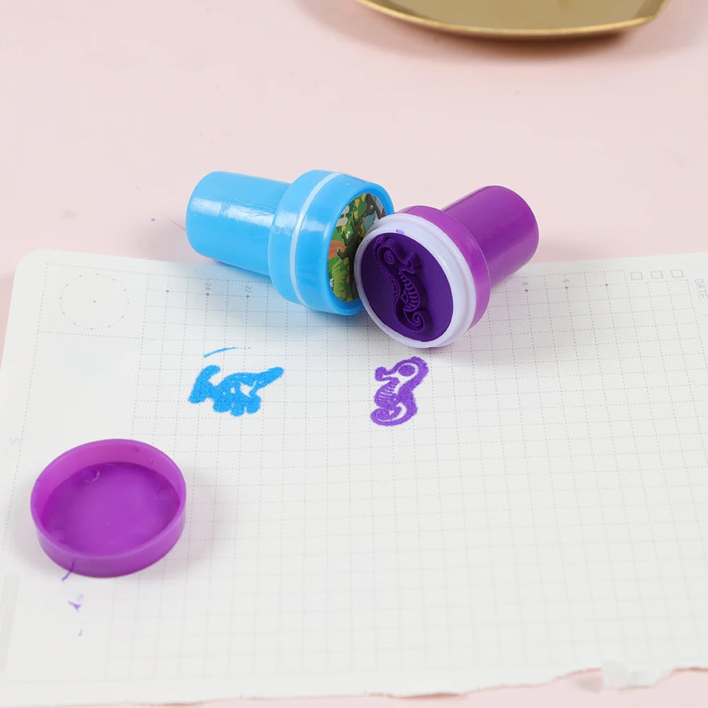 20pcs Assorted Stamps for Kids Self-ink Stamps Children Toy anima Smiley Face Seal Scrapbooking DIY Painting Photo Album Decor 