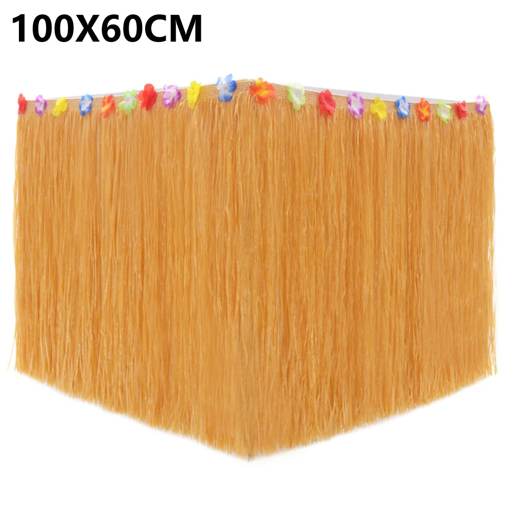 Straw Table Skirt Hawaiian Party Grass Table Skirt Themed Party For Tropical Hawaiian Sea Wedding Birthday Party Decoration