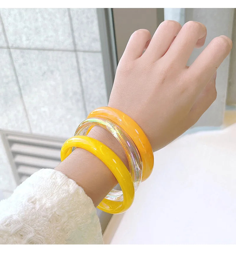3pcs New Vintage Resin Acrylic Bangle Set for Women Jewelry Korean Cuff Bangles Bracelets with Charms Designer Round New Gifts