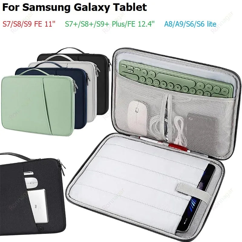Tablet Sleeve Bag Samsung Galaxy Tab S9 S10 Plus 2024/S8/S7 11" S9+/S8 +/S7+FE 12.4''A9/A8/S7/A7/S6Lite 10.4 Pockets Pouch Funda
